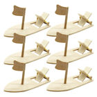 6pcs Wooden Sailboat Models Wood Boat Craft Unpainted Boat Toys Unfinished