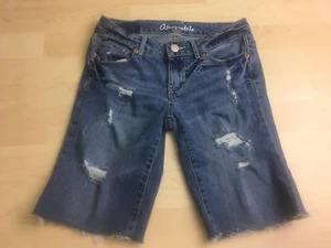 Aeropostale Women's Blue Jean Shorts Size 2 Bermuda Distressed Cutoff - Picture 1 of 8