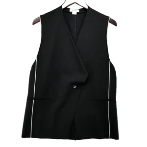 Helmut Lang Origami Wool Vest Womens Small Black Button Edgy Old Money - Picture 1 of 13
