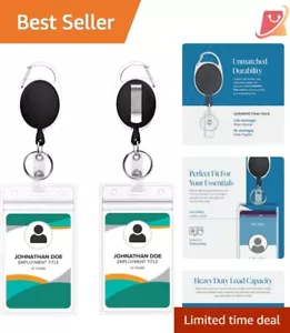 Heavy-Duty Clear Badge Holders 2-Pack with 24" Retractable Cords - Secure Access - Picture 1 of 10