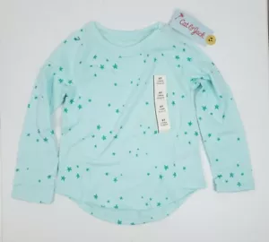 Cat & Jack Shirt Long Sleeve Stars Seafoam Green Toddler Size 4T New With Tags - Picture 1 of 8