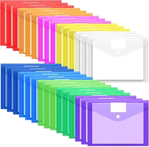 30 Pack 10 Color Plastic Envelopes Poly Envelopes, File Folders Clear Document F - Picture 1 of 12