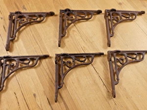 6 Antique Style Vine Shelf Brace Wall Bracket Cast Iron Corbel 6" X 6 1/2" Brace - Picture 1 of 10
