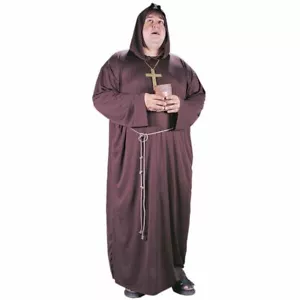 NEW Monk Costume Adult PLUS Size Halloween Costume Hooded Robe & Belt - Picture 1 of 2