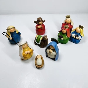 GANZ Nativity Scene Figurines Set 9 Pieces In Original Box Round People - Picture 1 of 14