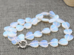 New Natural Handmade 12mm opal heart-shaped necklace 18“ AAA - Picture 1 of 2