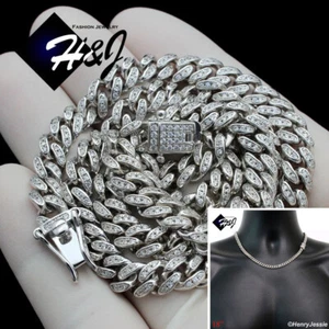 18"MEN SOLID 925 STERLING SILVER 6MM ICY BLING CZ MIAMI CUBAN CURB NECKLACE*SN19 - Picture 1 of 7