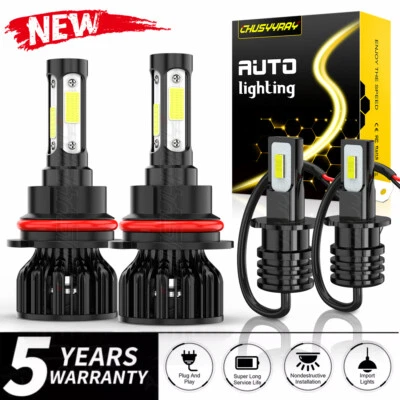 For Mercedes-Benz 300E 1990-1993 4x 6000K LED Headlight Hi/Lo + Fog Light Bulbs - Image 1 of 4