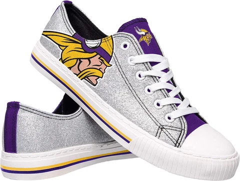 ✅FOCO Womens NFL Team Ladies Fashion Low Top Sneakers Shoes Minnesota Vikings 10 Cover