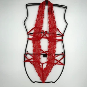 Avid Love Damen Medium Body Stretch Spitze Samtband rot Neckholder sexy - Bild 1 von 7