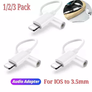 3PCS🔥 Headphone Adapter Jack 8Pin to 3.5mm Aux Cord Dongle Converter For iPhone - Picture 1 of 16