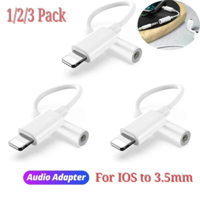 3PCS🔥 Headphone Adapter Jack 8Pin to 3.5mm Aux Cord Dongle Converter For iPhone - Image 1 of 4
