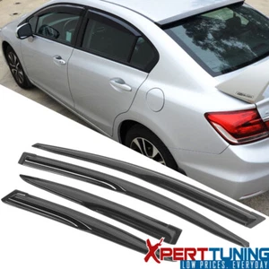 Fits 12-15 Honda Civic Mug Style Window Visors Vent Rain Guard 4PCS - Picture 1 of 8