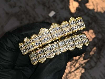 Grilz 14k Baguette Joker Gold Grilz para boca dientes parrillas superiores e inferiores de 8 dientes Foto 1 de 4