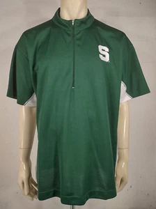 NWT Steve & Barry's green white Michigan Spartans 1/4 zip Jersey shirt mens XL - Picture 1 of 11