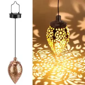 Solar Rechargeable Lantern LED Lights Metal Lamp Waterproof Garden Hanging Decor - Picture 1 of 13