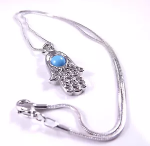 Hamsa Judaica Halskette Anhänger Kabbala Böser Blick Charm Fatima Hand Silber - Bild 1 von 5