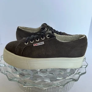 Superga 2790 Suede Platform Sneakers Women's Size 38 Brown Lace Up Shoes - Picture 1 of 7
