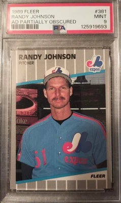 Fleer Randy Johnson Marlboro 1989 anuncio PSA 9 tarjeta de error RC #381 Foto 1 de 4