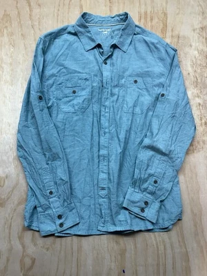 Horny Toad Shirt Large Blue Organic Cotton Pockets Long Sleeve Smart Casual - Image 1 of 4