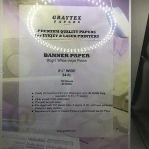 Graytex InkJet Laser BANNER Paper: 100 Sheets C1820A New Sealed - Afbeelding 1 van 6
