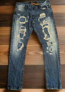 Copper Rivet Blue Jeans Distressed Patches 34x34(33) Frayed Grunge Slim Herren - Bild 1 von 17