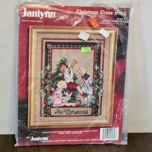 1992 JANLYNN 'Joy at Christmas' CROSS STITCH KIT #125-32 Open Box 10" × 12" - Bild 1 von 9