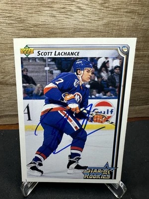 1992-93 Upper Deck - Star Rookies #409 Scott Lachance In-Person ON-CARD AUTO - Image 1 of 2