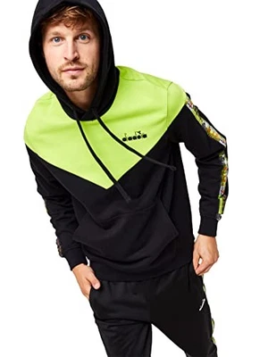 Moletom Diadora 176426 com capuz 5 paletes offside V com capuz homem algodão preto - Imagem 1 de 4