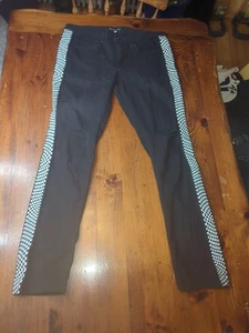Empyre Black Distressed Jeans Checkered Trim On Legs Men’s Size 36 - Picture 1 of 11