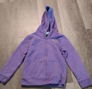 Jumping Beans Purple Hoodie – Girls Size 5 –Sparkle Heart Graphic– Fleece Zip Up - Picture 1 of 5