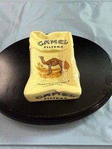 Vintage CAMEL Cigarettes CRUMPLED Crushed PACK Ceramic ASHTRAY 3.5" × 2" RARE - Picture 1 of 8