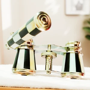 Vintage Opera Glasses Nickel Chrome Binoculars White Mother of Pearl &  Black - Picture 1 of 5