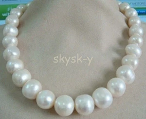 Huge 12.5-13.5mm South Sea Genuine White Pearl Necklace 18'' 14K Clasp - Picture 1 of 3