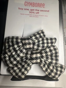 Gymboree Black Checker Cloth Bow White Girl Plastic Barrette Clip Snap NWT - Picture 1 of 3