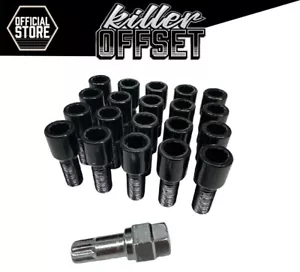 20 x Black Tuner Wheel Bolts 60° M14x1.5 28mm Fits Aftermarket Alloys - Picture 1 of 1