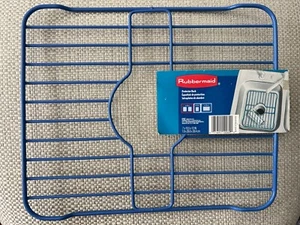 Vintage Rubbermaid Sink Protector Rack Rubber Coated Wire 10.5”x12” Slate Blue - Picture 1 of 16
