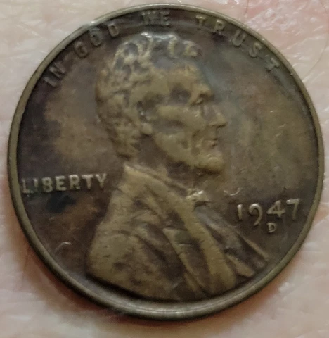 1947 D Wheat Penny Error Coin Off Center Strike Cover