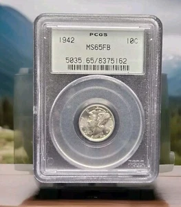 1942 P Mercury Silver Dime PCGS MS65FB Green Label  - Picture 1 of 2