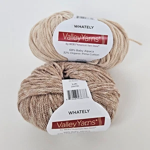 Valley Yarns WHATELY Alpaca/Cotton blend, lot of 2 neutral tone; 50g/164yd ea - Picture 1 of 5
