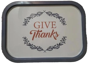 Tin Serving Tray "Give Thanks" Autumn Serving Tray - Picture 1 of 1