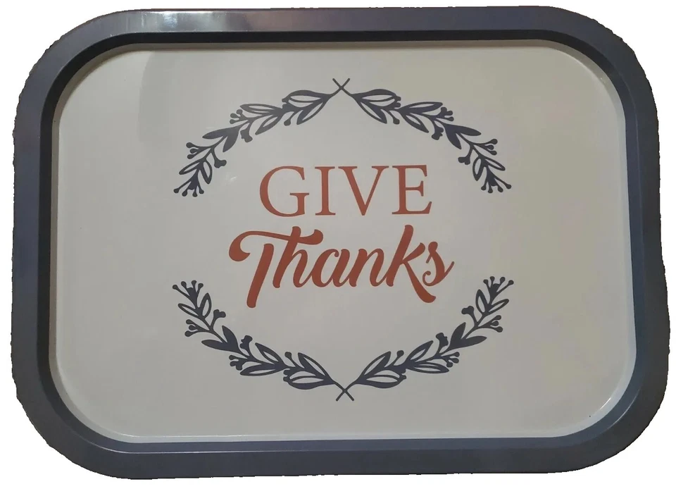 Tin Serving Tray "Give Thanks" Autumn Serving Tray - Image 1 of 1