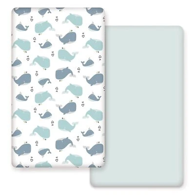 Juego de 2 sábanas ajustadas de punto elástico ultra suave para cuna, se adapta a todos los soportes... Foto 1 de 4