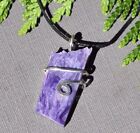 Charoite Wire wrap pendant Natural Nugget with Chord sterling silver e