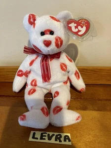 SMOOCH oso Ty Beanie Baby Babies Día de San Valentín FOTO REAL Lápiz labial Besos - Imagen 1 de 1