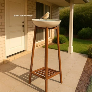 Bird Bath Stand Support Bowl Feeder Holder Outdoor Garden Patio Wooden Tall Base - Picture 1 of 4