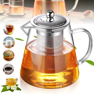 1300ml Glas Teekanne Hitzebeständig Kanne Glaskanne mit Edelstahl Teesieb - Bild 1 von 15