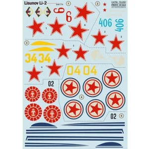 Print Scale 72-291 Waterslide Decal for airplane 1:72 Lisunov Li2 set 1,5 sheets - Picture 1 of 24