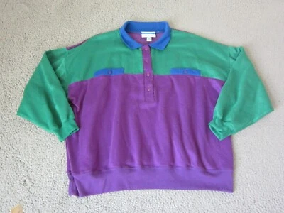 Sudadera vintage Headliners para mujer talla grande 20W púrpura azul verde bloque de color Foto 1 de 4