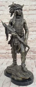 Bronze Marble Sculpture Statue Native American Indian Lost Wax Method Sale Decor - Picture 1 of 10